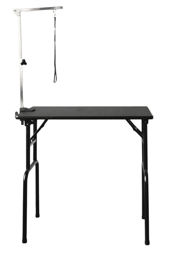 Zwarte trimtafel voor honden met verstelbare trimarm