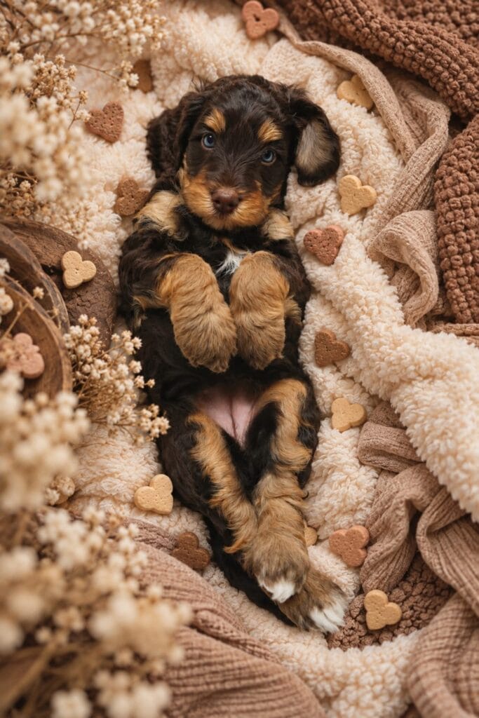 Julia, choco phantom Australian Labradoodle pup